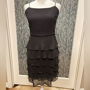 Covington Black Ruffled Tiered Sheath Dress